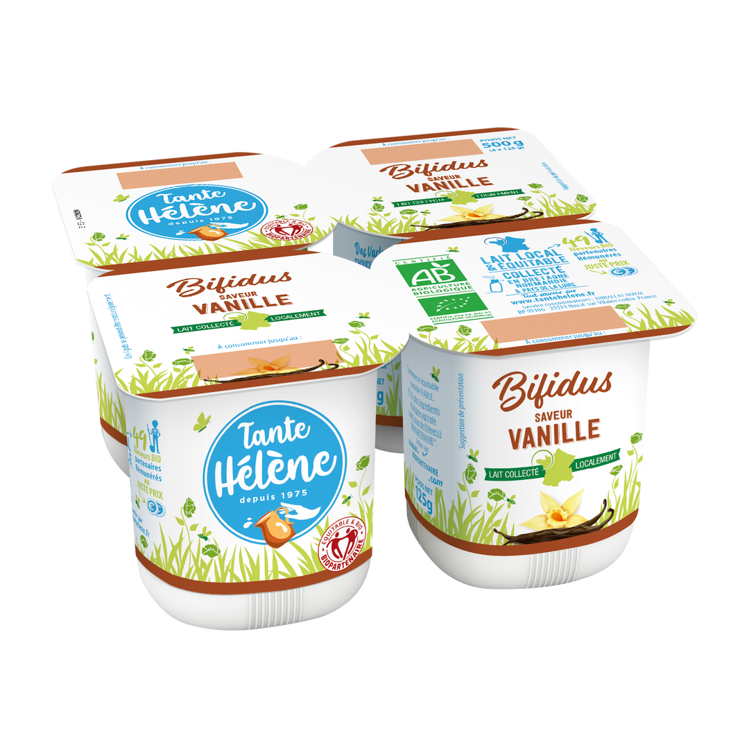 Yaourts bifidus à la vanille bio et équitables x4