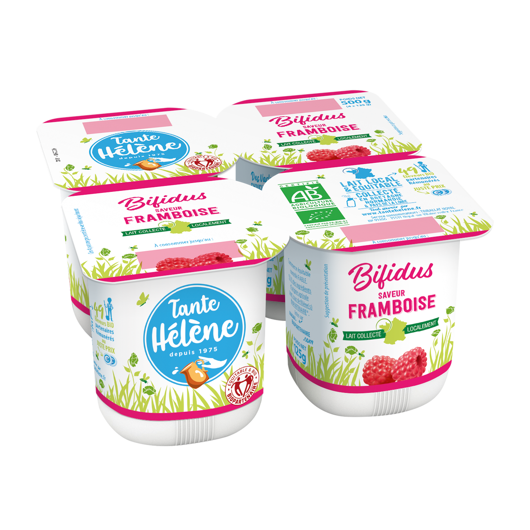Yaourts Bifidus Saveur Framboise Bio et Equitables x4