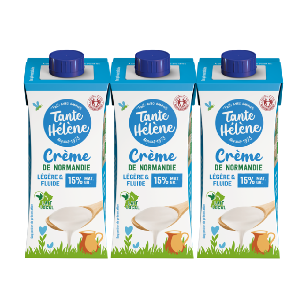 Crème Fraîche Légère De Normandie UHT 15%MG Bio - 3 X 20cL