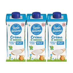 Crème Fraîche Légère De Normandie UHT 15%MG Bio - 3 X 20cL