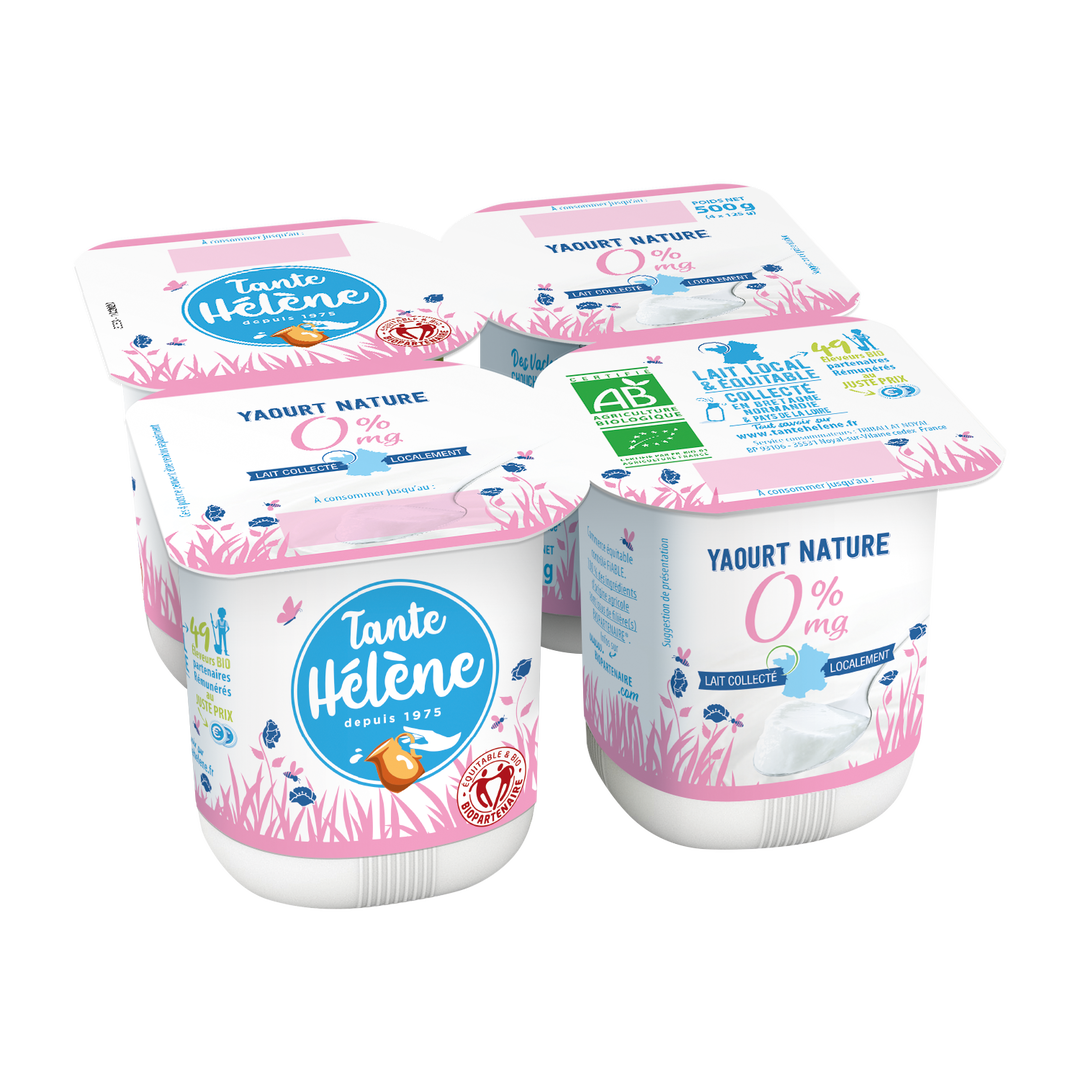 Yaourt nature 0% bio et équitables x4