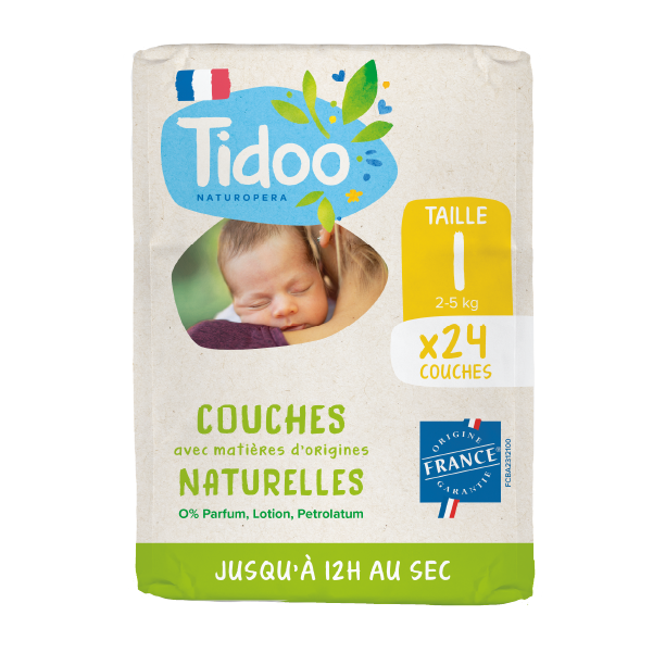 Couches Taille 1 (2-5kg) avec matières d'origine naturelle x 24
