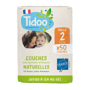 Couches taille 2 (3-6kg) avec matières d'origine naturelle x 50