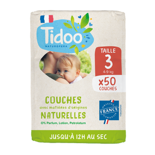 Couches taille 3 (4-9kg) avec matières d'origine naturelle x 50