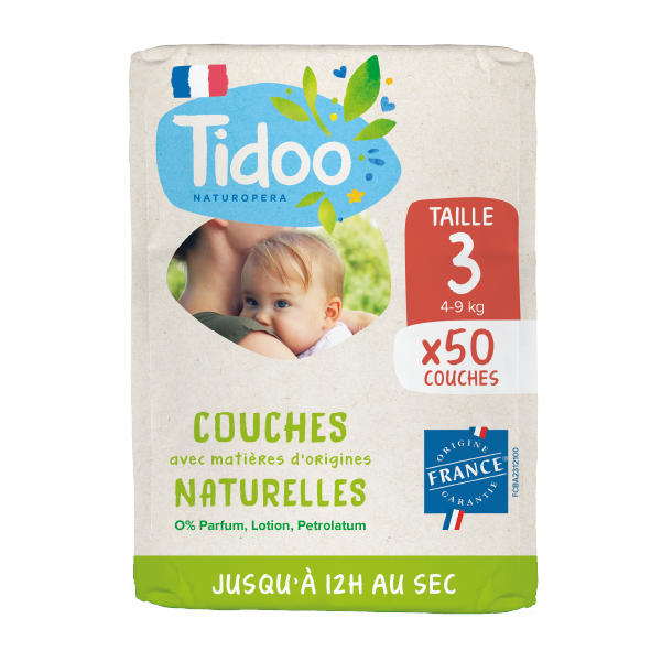 Couches taille 3 (4-9kg) avec matières d'origine naturelle x 50