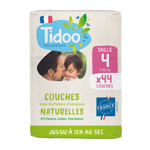 Couches taille 4 (7-18kg) avec matières d'origine naturelle x 44