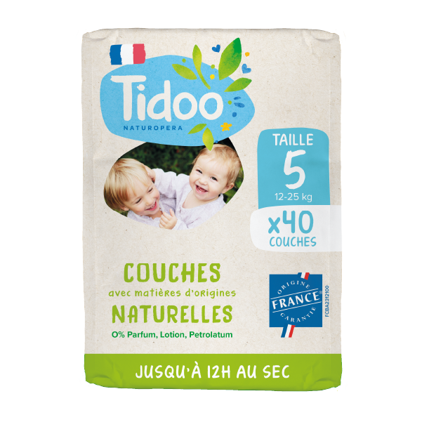 Couches Taille 5 (12-25kg) avec matières d'origine naturelle x 40