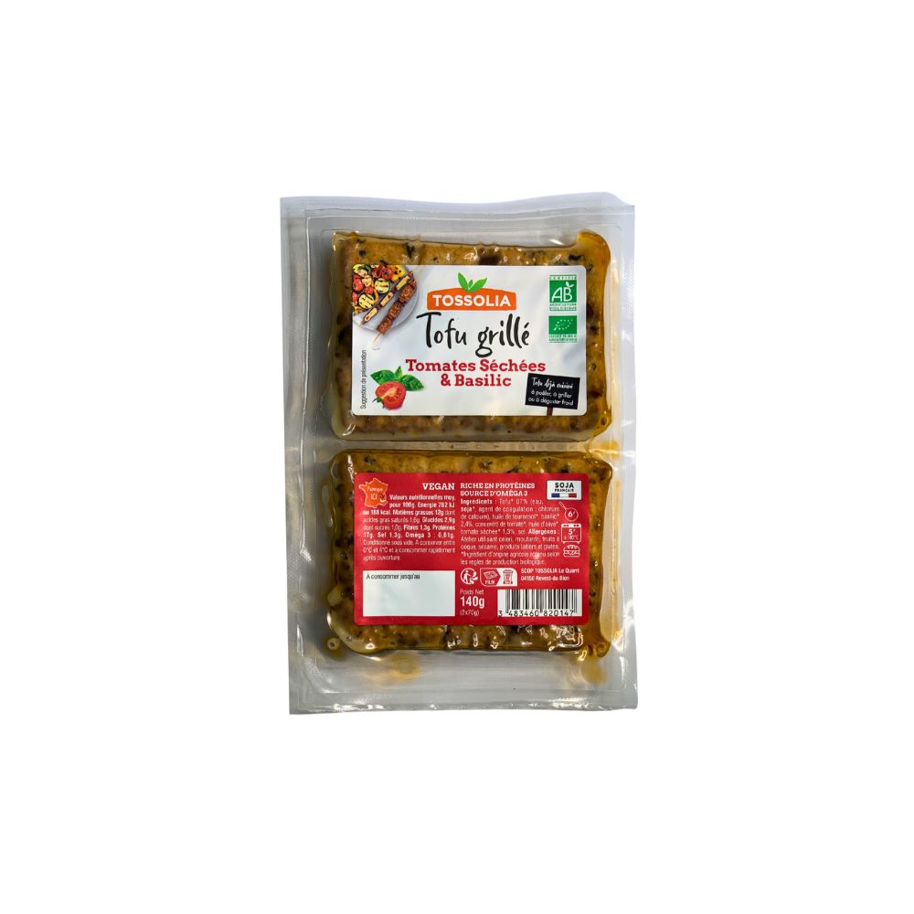 Tofu grillé tomates séchées et basilic bio