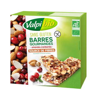 Barres de céréales cranberries amandes sans gluten bio