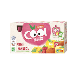 Maxi lot de compotes cool fruits pomme framboise bio - 12x90g