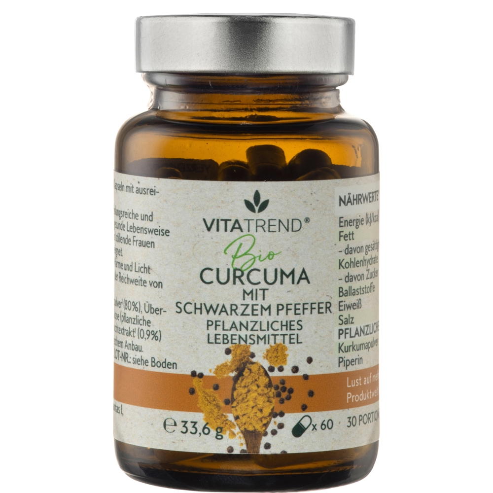 Bio Curcuma Kapseln mit schwarzem Pfeffer