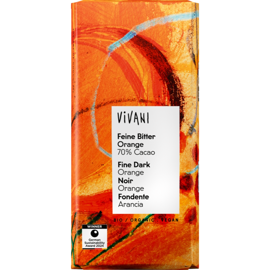 Bio Schokolade Feine Bitter Orange 70% Kakao, vegan