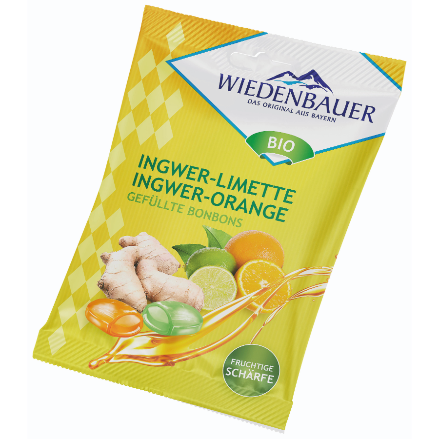 Bio Gefüllte Bonbons Limette & Orange mit Ingwer