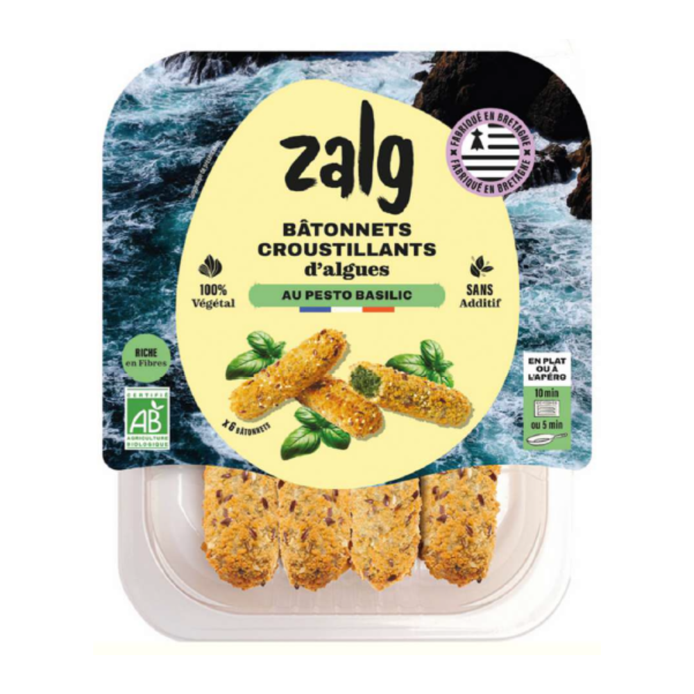 Bâtonnets croustillants d'algues au pesto basilic bio