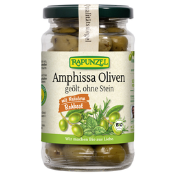 Bio Oliven Amphissa mit Kräutern, ohne Stein
